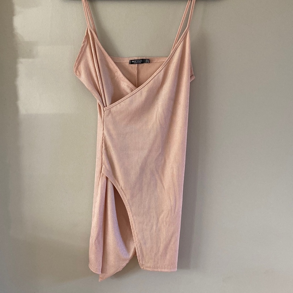 Ribbed Mini Dress in Blush Pink Shimmer